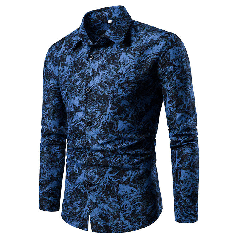Chemise Imprimée à Manches Longues Homme – Style Cardigan Slim