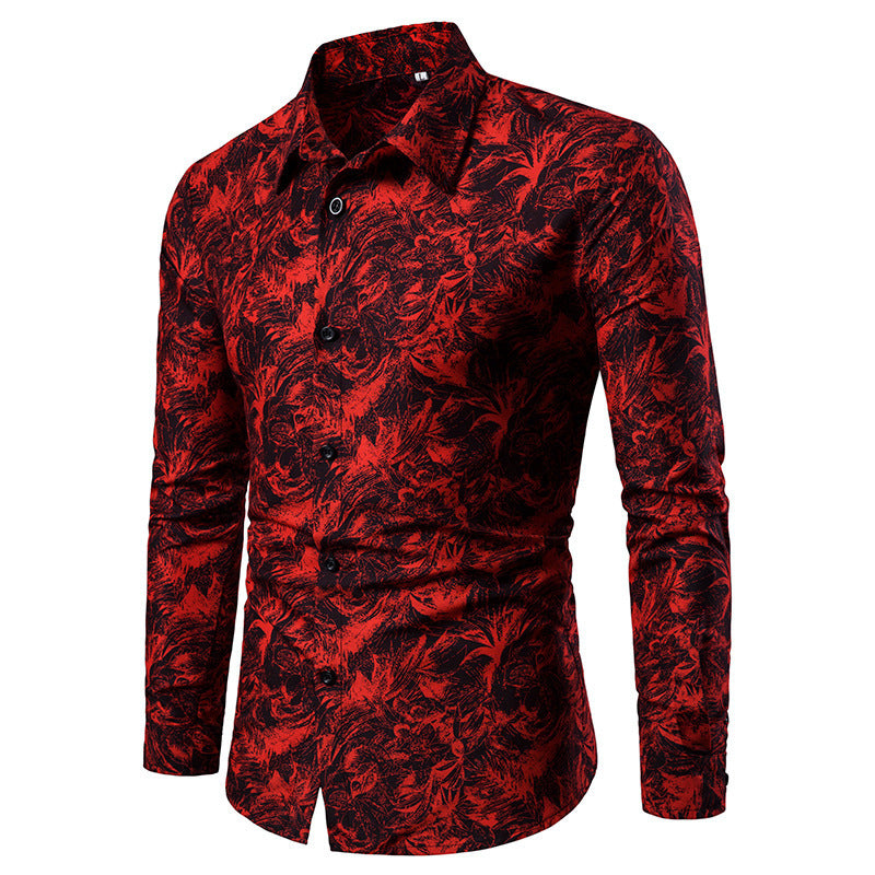 Chemise Imprimée à Manches Longues Homme – Style Cardigan Slim