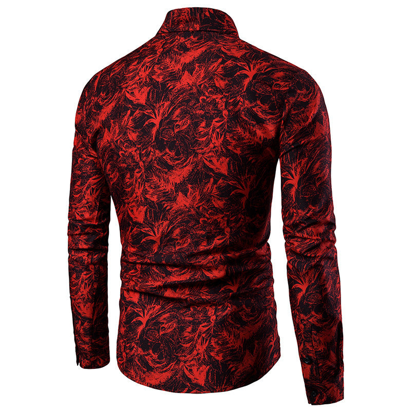 Chemise Imprimée à Manches Longues Homme – Style Cardigan Slim