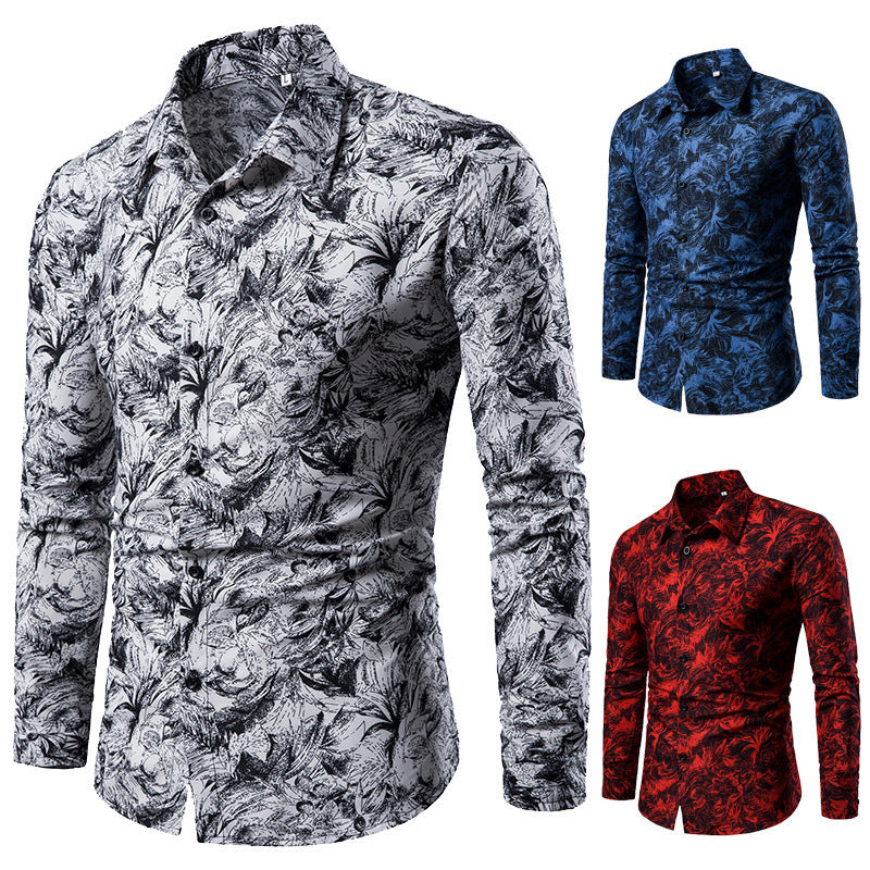 Chemise Imprimée à Manches Longues Homme – Style Cardigan Slim