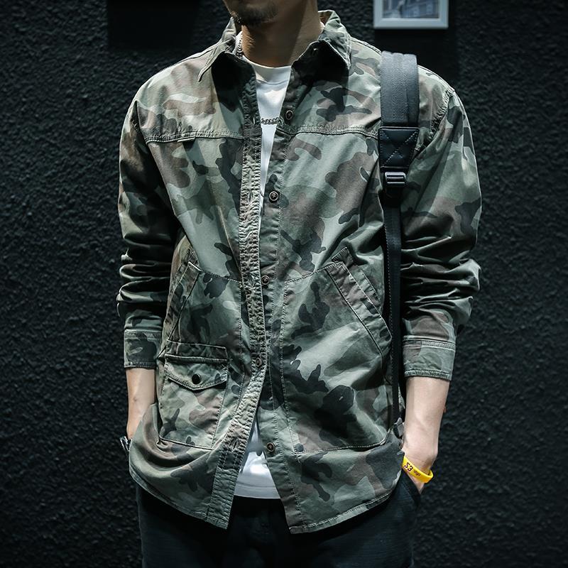 Veste Chemise Camouflage à Manches Longues pour Homme | droxev