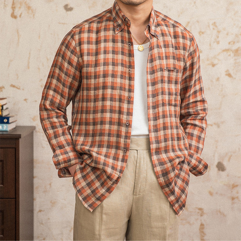 Chemise Décontractée en Lin à Manches Longues pour Jeunes