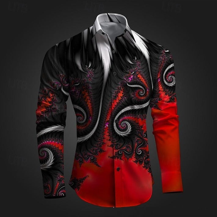 Chemise Imprimée à Manches Longues Homme – Style Cardigan Slim