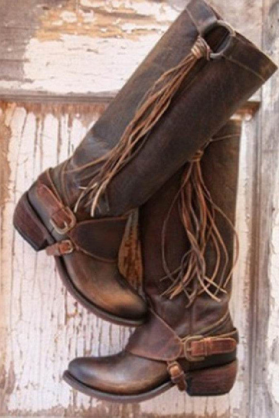 Bottes de cavalier longues à tube haut de style coréen - Droxev