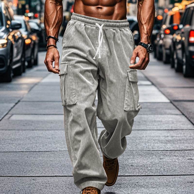 Pantalon droit multi-poches à jambes larges et respirantes - Droxev