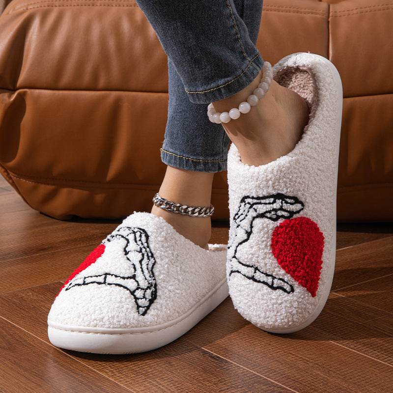 Chaussons de chambre à coucher en coton à semelle souple, chaussures chaudes d'hiver pour femmes et hommes - Droxev