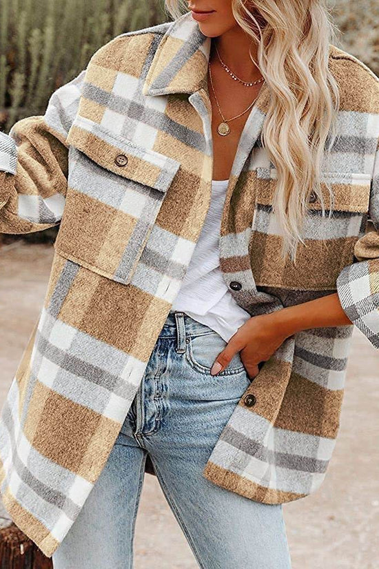 Chemise en laine et flanelle à carreaux et boutons - Droxev