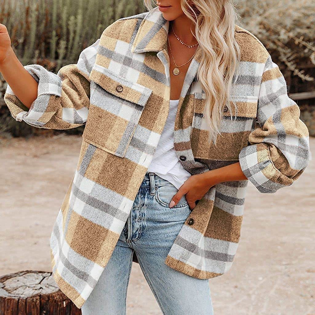 Chemise en laine et flanelle à carreaux et boutons - Droxev