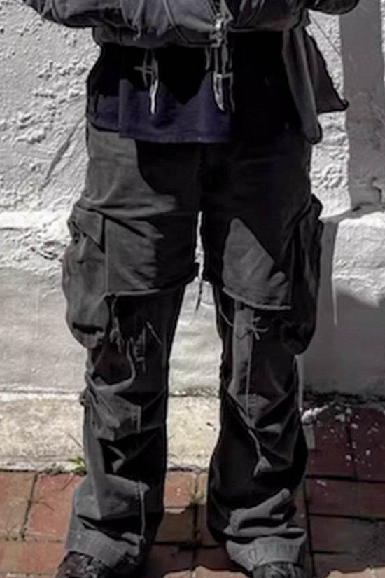 Pantalon droit à volants et coutures doubles pour homme - Droxev