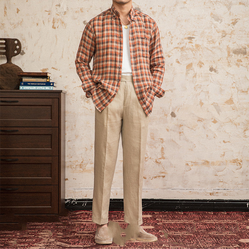 Chemise Décontractée en Lin à Manches Longues pour Jeunes