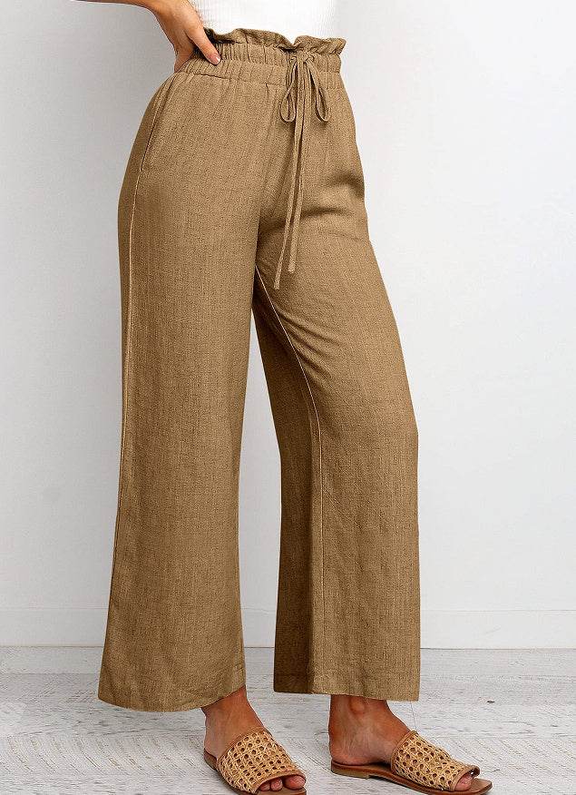 Pantalon large Pantalon court de couleur unie - Droxev