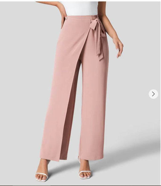Pantalon large taille haute pour femme avec fermeture éclair invisible sur le côté - Droxev