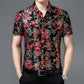 Chemise d'été imprimée à manches courtes pour homme d'âge moyen, en soie glacée extensible, pour loisirs