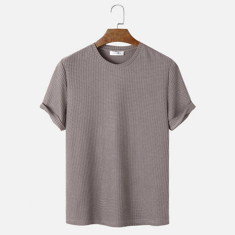 T-shirts basiques d'été à col rond et couleur unie pour hommes - Droxev