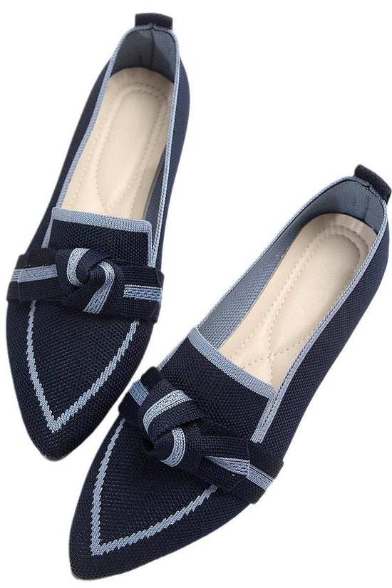 Chaussures plates tendance à bout pointu et nœud pour femmes, tissées et respirantes, idéales pour l'été - Droxev