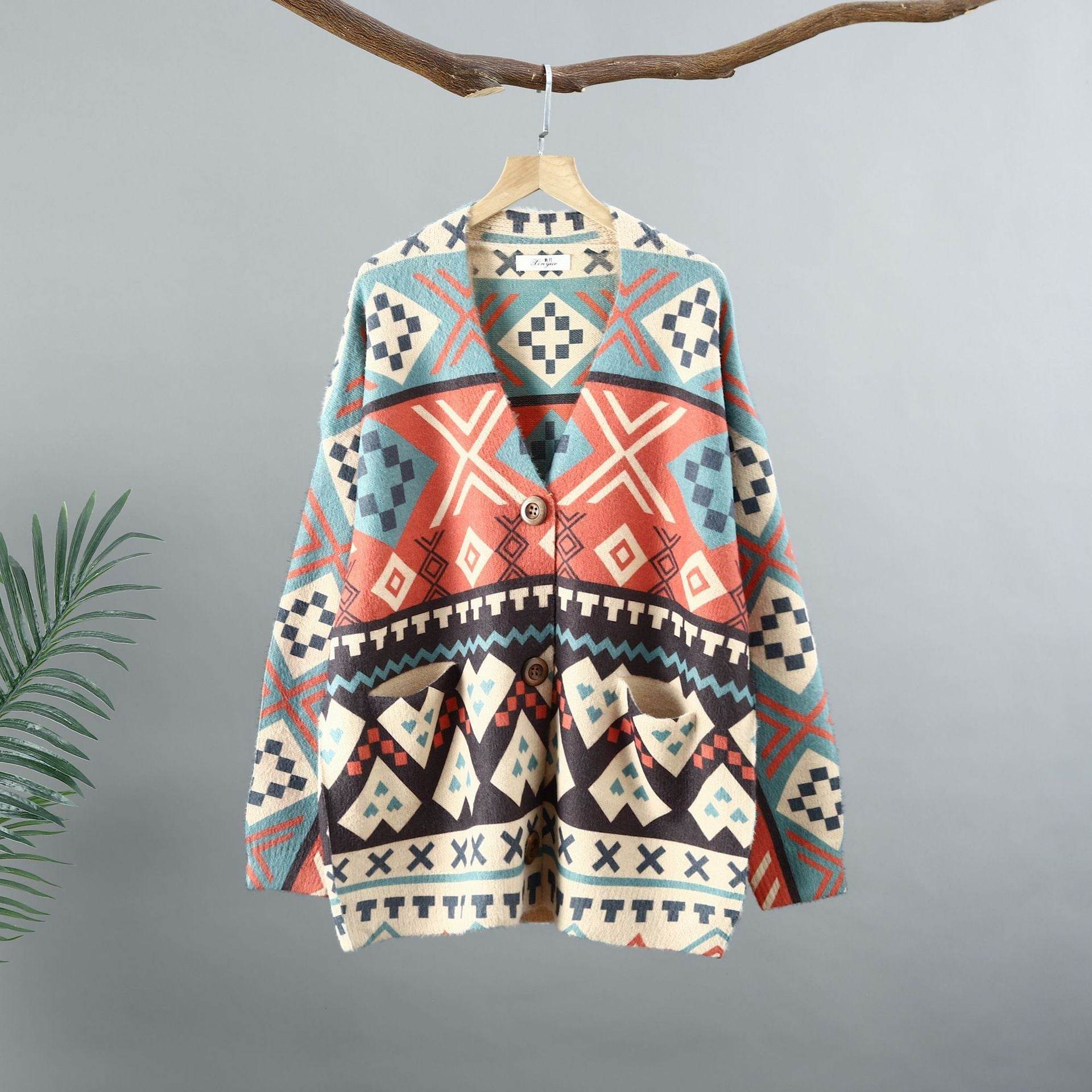 Cardigan à col en V Vêtements d'extérieur pour femmes - Droxev