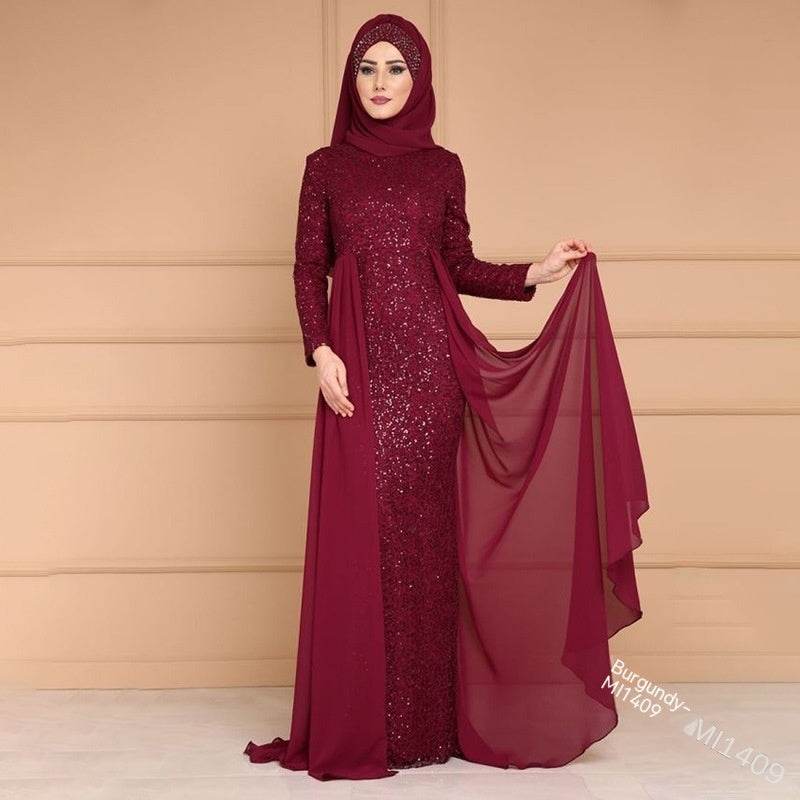 Robe longue queue de poisson style rétro à paillettes amincissantes pour femme - Droxev