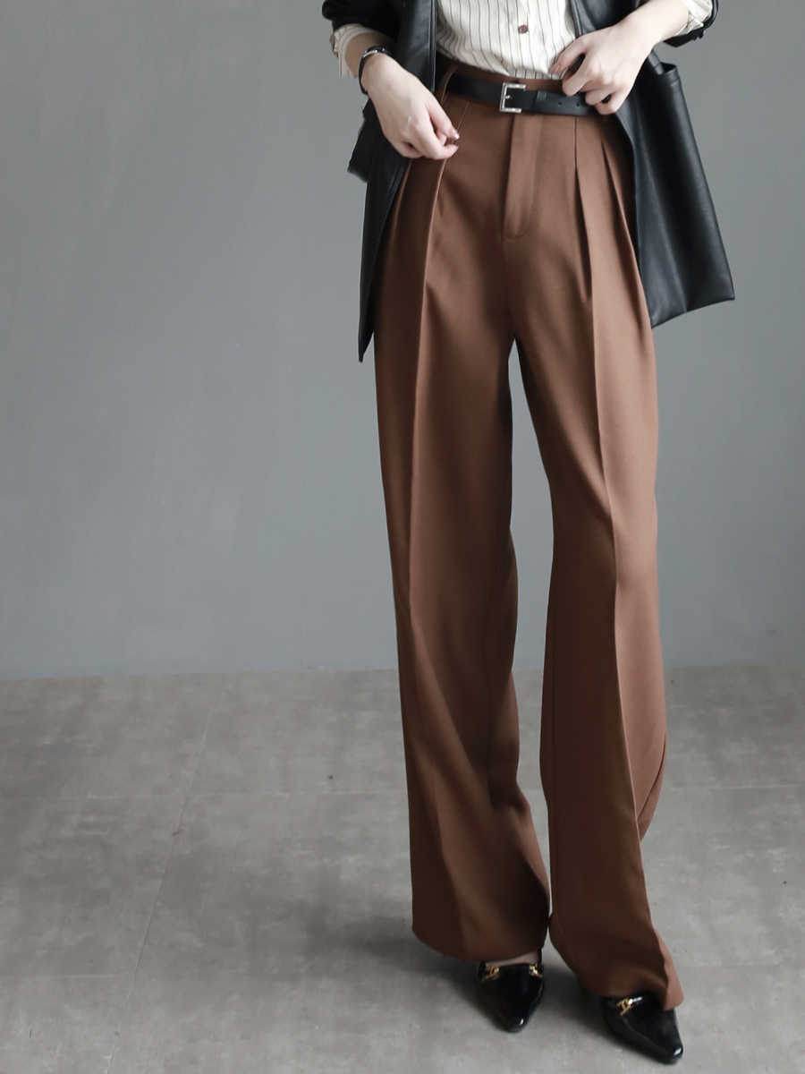 Pantalon de costume pour femme, pantalon slim à jambes larges - Droxev