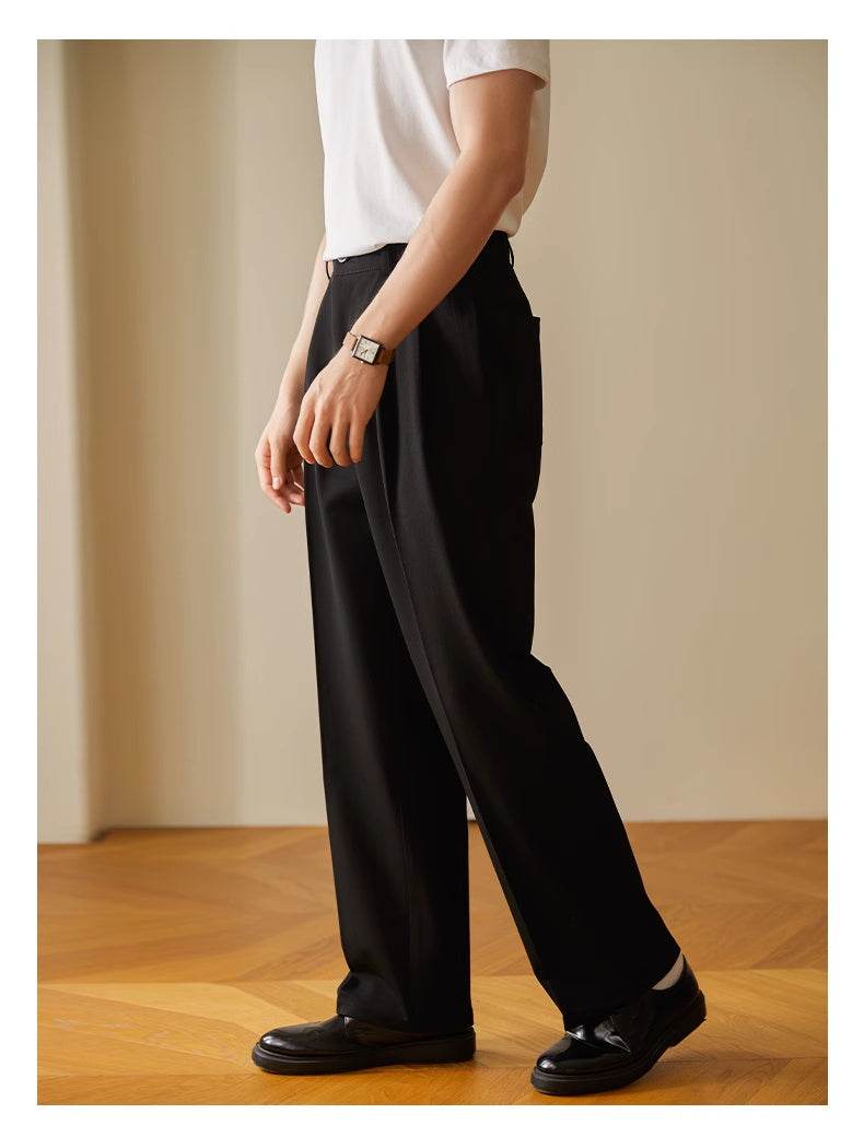 Pantalon décontracté drapé droit et élastique pour le travail - Droxev