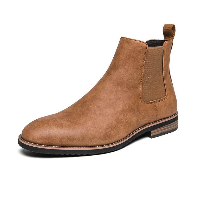 Chaussures pointues en cuir pour hommes : bottines Chelsea britanniques pointues - Droxev