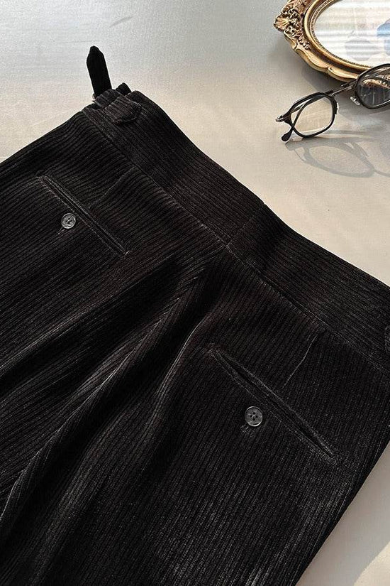 Pantalon de costume en velours côtelé pour homme, coupe droite, pour l'automne - Droxev