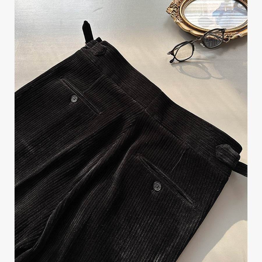 Pantalon de costume en velours côtelé pour homme, coupe droite, pour l'automne - Droxev