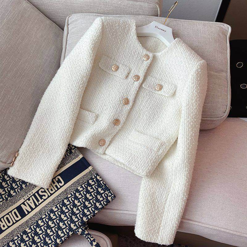 Manteau en tweed de style classique pour femme - Droxev