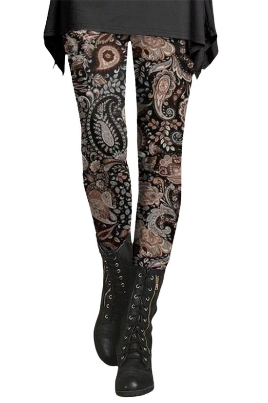 Leggings amincissants imprimés style rétro ethnique pour femmes - Droxev