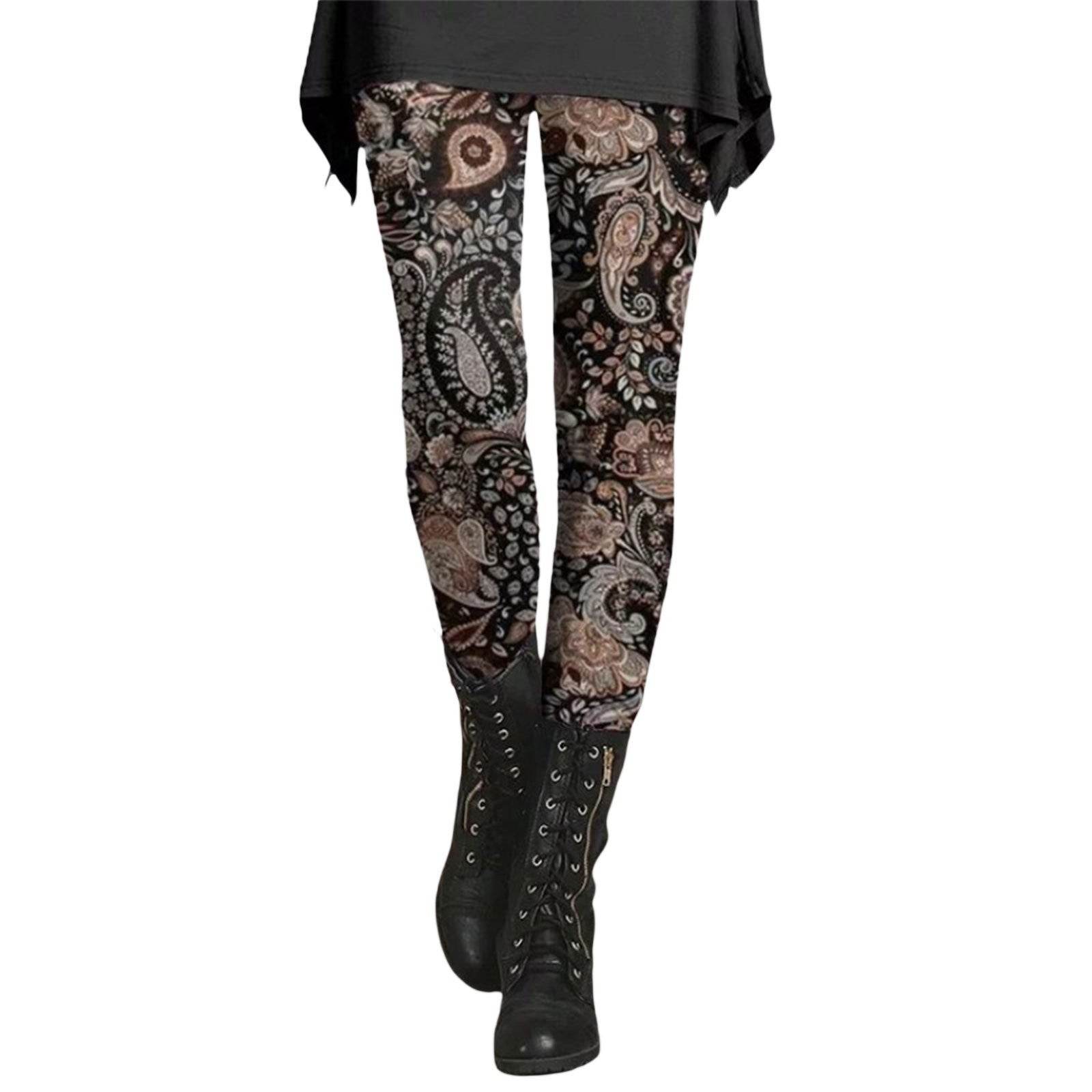 Leggings amincissants imprimés style rétro ethnique pour femmes - Droxev