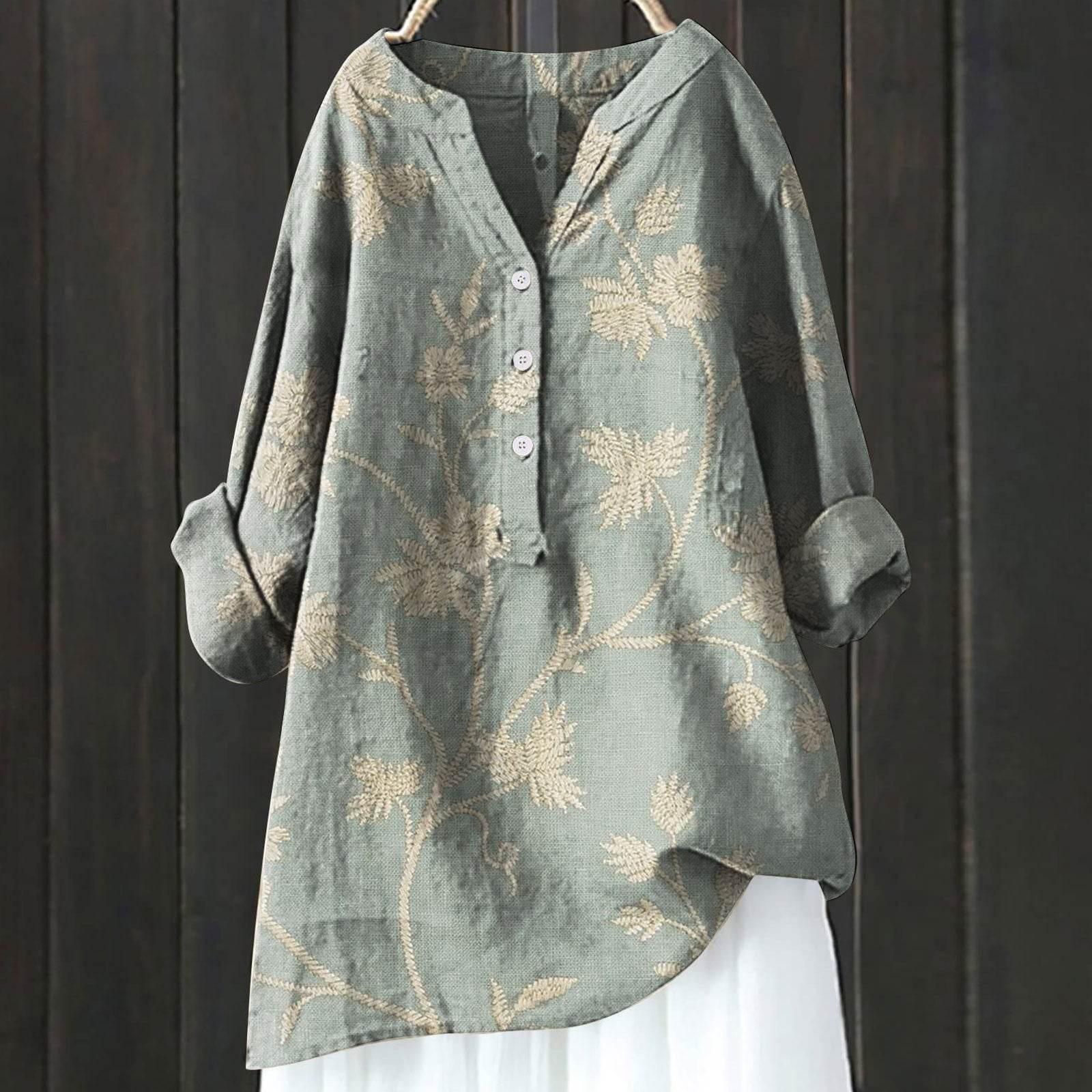 Chemise assortie en lin confort imprimé - Droxev