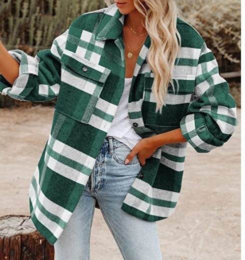 Chemise en laine et flanelle à carreaux et boutons - Droxev