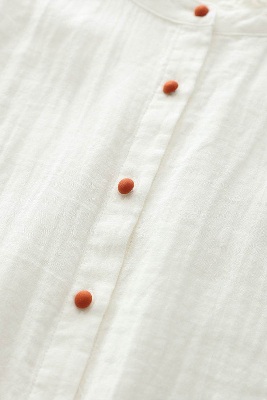 Chemise blanche à manches longues en fil de coton double épaisseur - Droxev