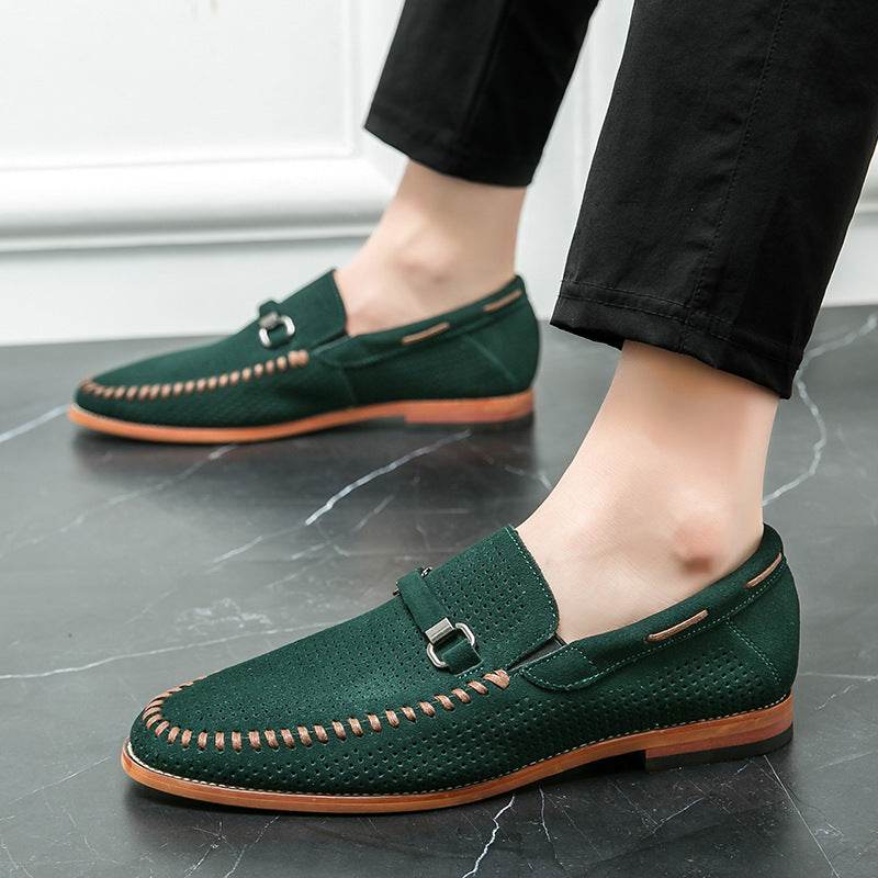 Chaussures à enfiler en cuir respirantes et résistantes au poinçonnage, style britannique - Droxev