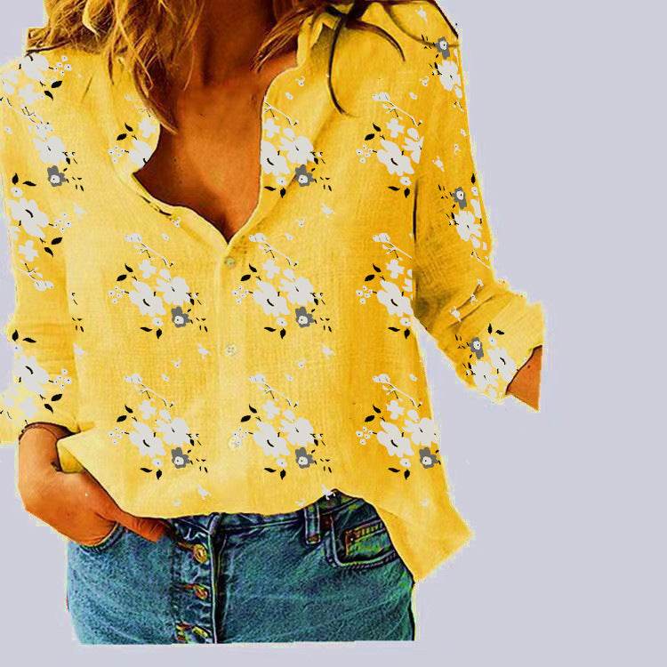 Chemise ample à manches longues en lin pour femme - Droxev