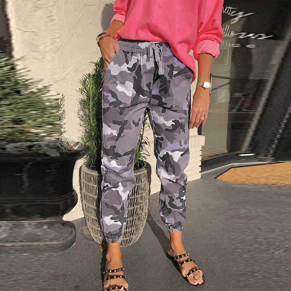 Pantalon décontracté camouflage pour femme - Droxev