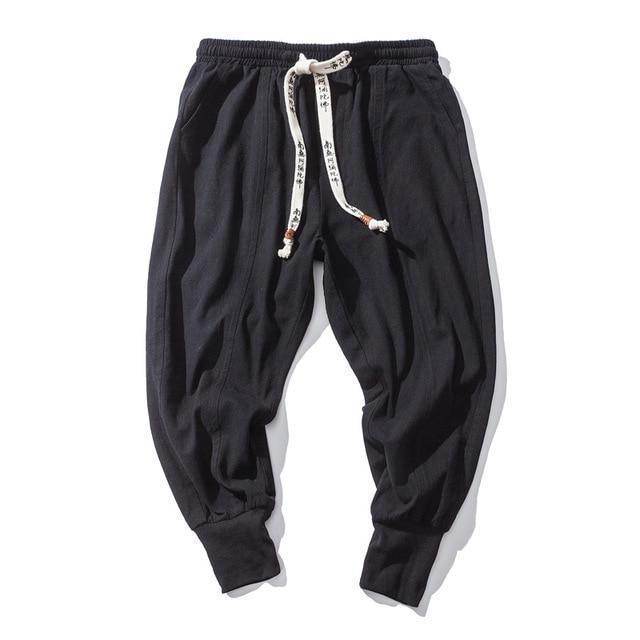 Pantalon sarouel en coton et lin pour homme, style hip-hop - Droxev