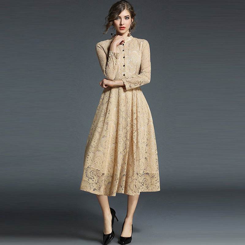 robe trapèze ample à simple boutonnage - Droxev