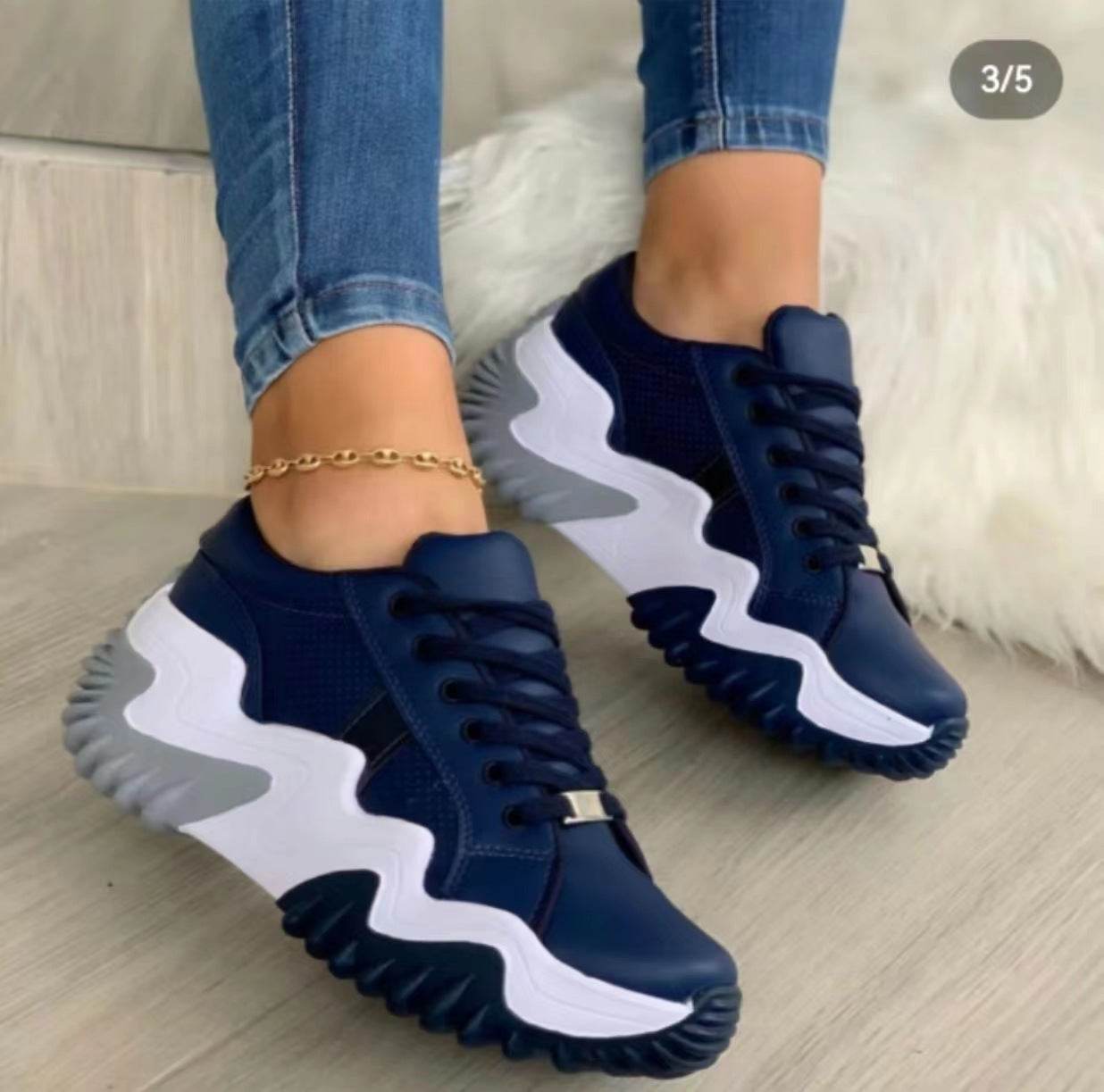Chaussures de papa à semelles épaisses et dentelées - Droxev
