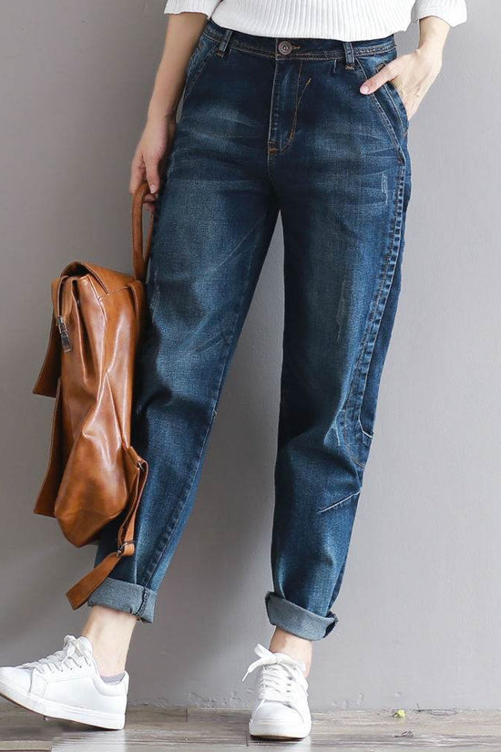 Pantalons en jean amples pour femmes - Droxev