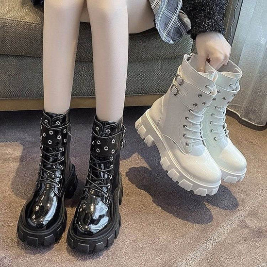Bottes Martin à semelles épaisses pour femmes, style britannique, nouvelles bottes - Droxev