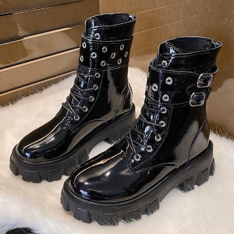 Bottes Martin à semelles épaisses pour femmes, style britannique, nouvelles bottes - Droxev