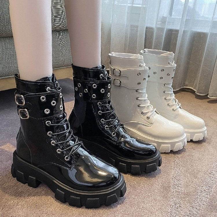 Bottes Martin à semelles épaisses pour femmes, style britannique, nouvelles bottes - Droxev