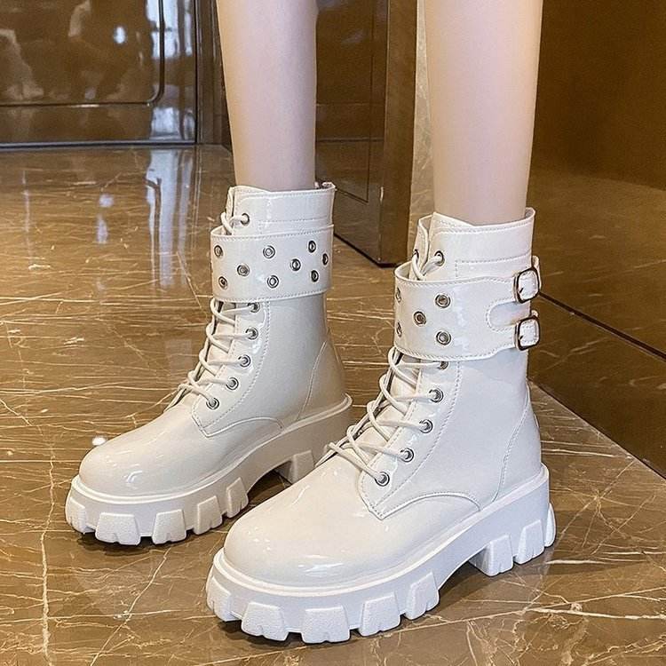 Bottes Martin à semelles épaisses pour femmes, style britannique, nouvelles bottes - Droxev