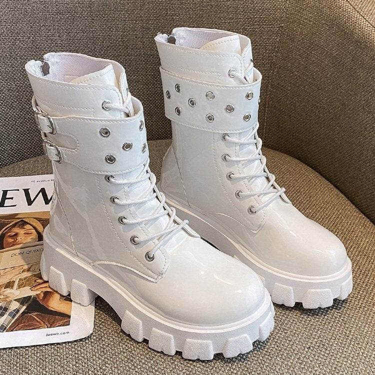 Bottes Martin à semelles épaisses pour femmes, style britannique, nouvelles bottes - Droxev