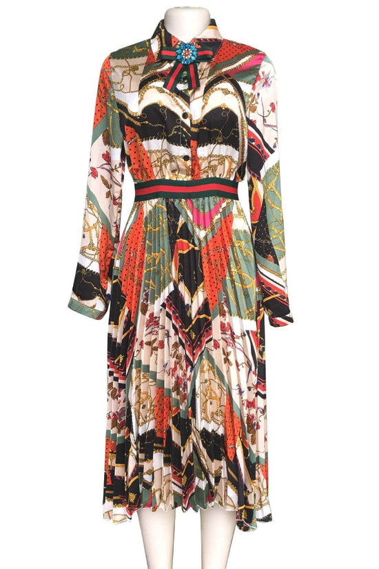 Jupe longue à col chemise et taille haute pour femme - Droxev