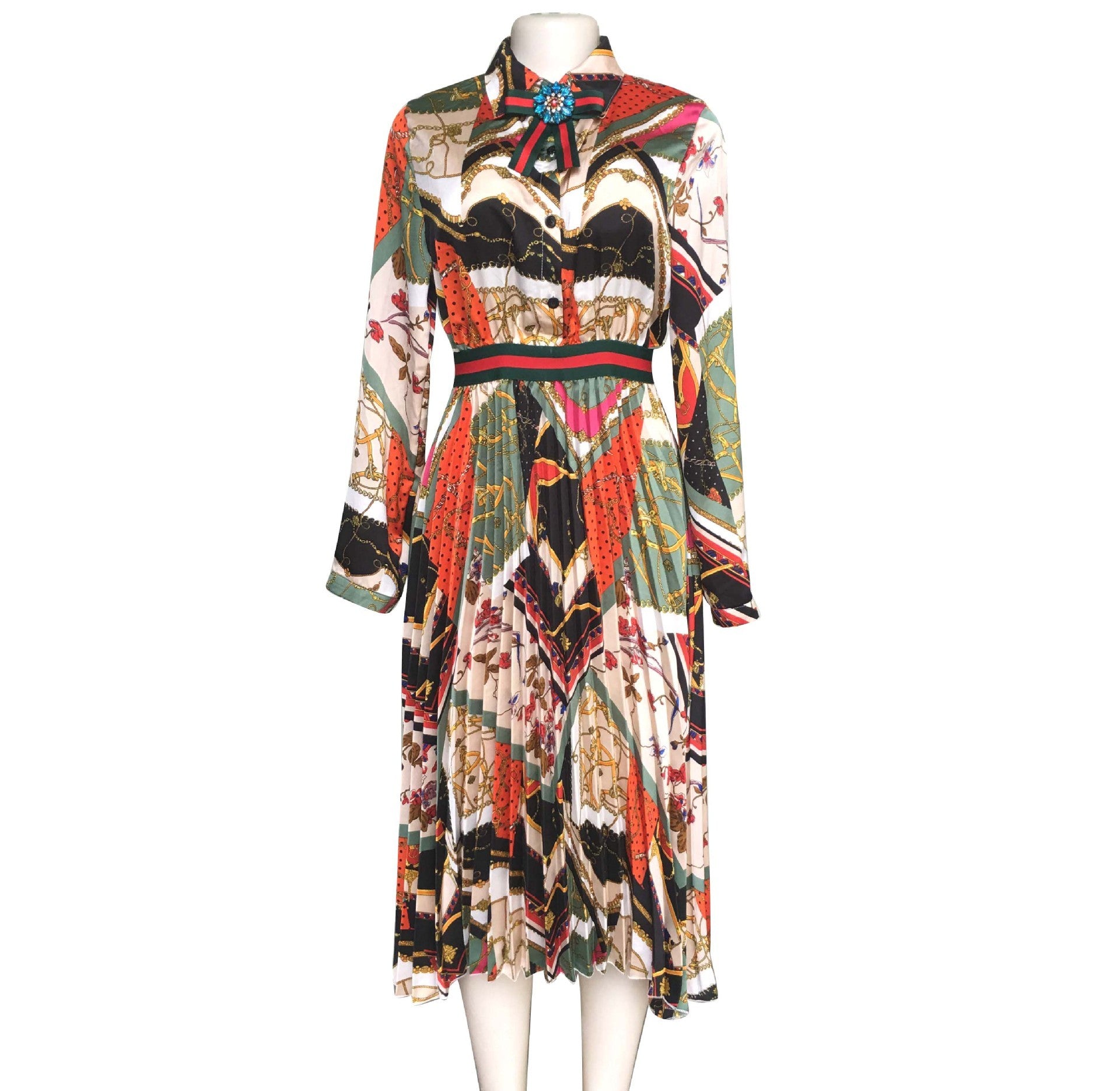 Jupe longue à col chemise et taille haute pour femme
