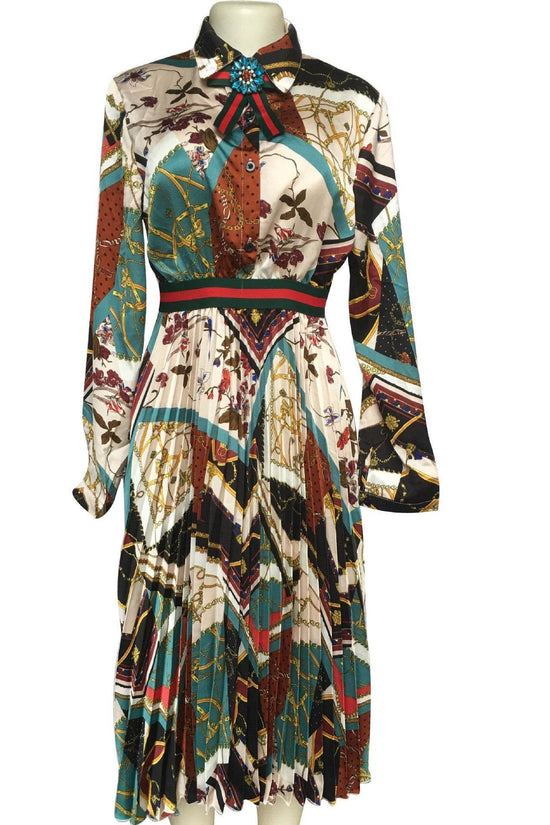 Jupe longue à col chemise et taille haute pour femme - Droxev