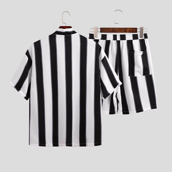 Pyjama d'été court à rayures pour homme