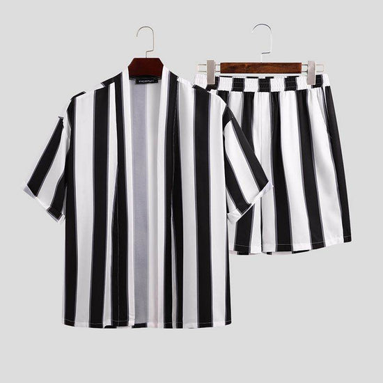 Pyjama d'été court à rayures pour homme - Droxev