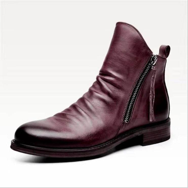 Chaussures décontractées en cuir pour hommes, bottines Chelsea - Droxev